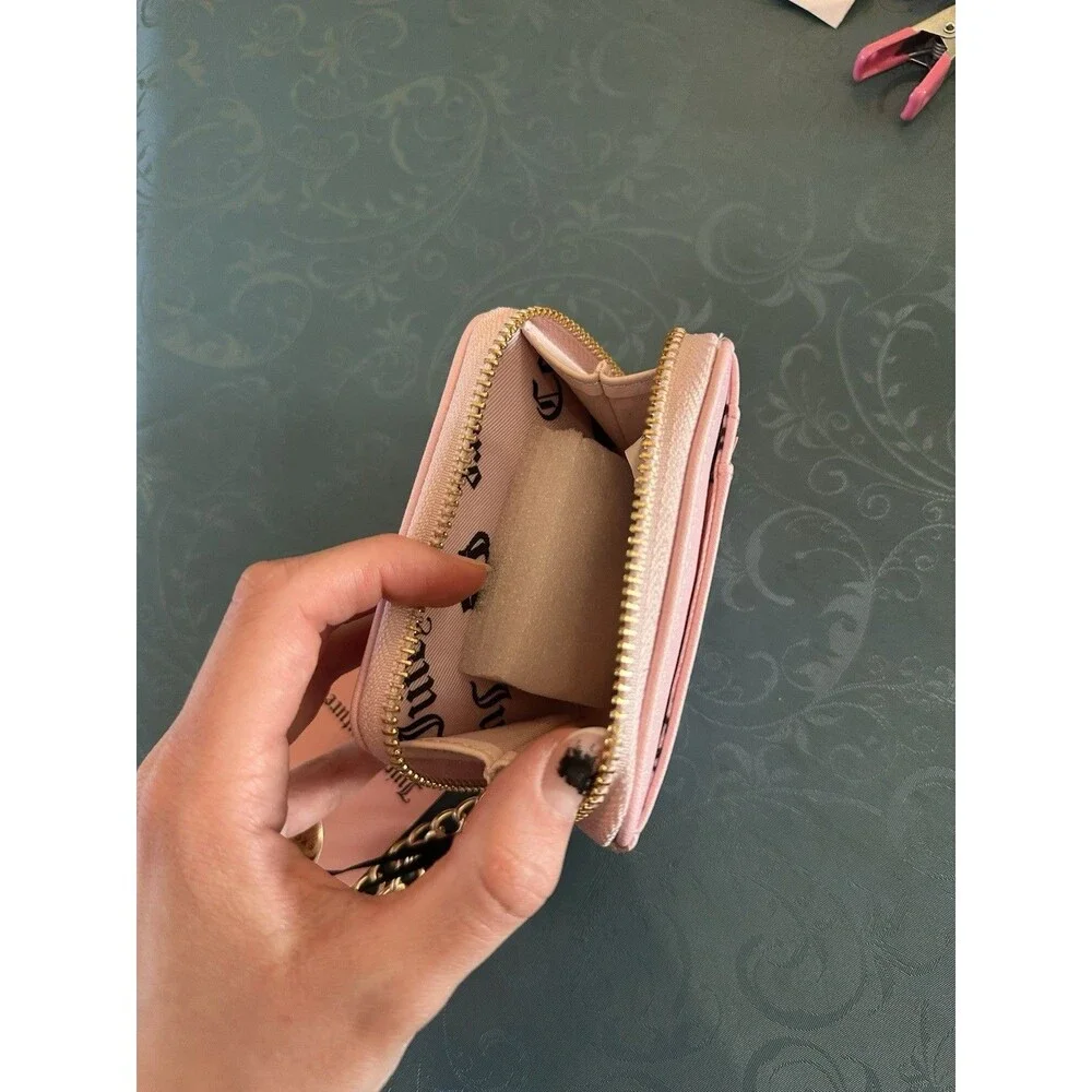 NWT Juicy Couture Kingdom Wristlet Zip Wallet Raspberry Tart Velour Rhinestone